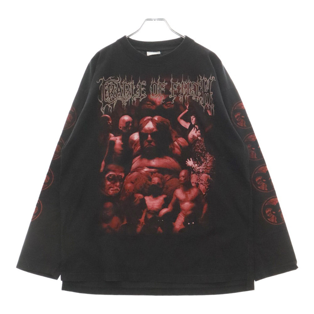 VINTAGE(ヴィンテージ) 90S CRADLE OF FILTH FRCRADLE TO ENSLAVEENSLAVE L/S クレイドルオブフィルス 両面プリント 長袖T 長袖カットソー ブラック