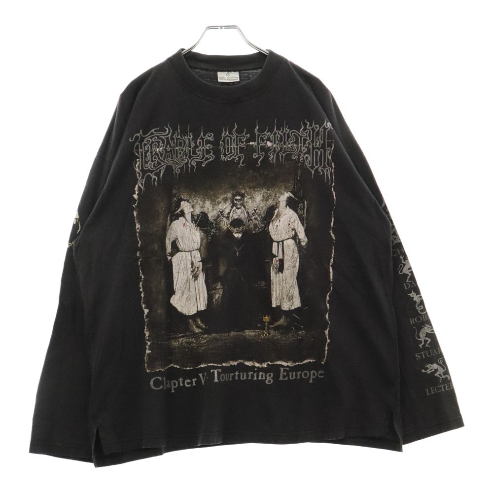 VINTAGE(ヴィンテージ) 90S CRADLE OF FILTH CHAPTER V ~ TOURTURING LS TEE EURO クレイドルオブフィルス 両面プリント 長袖T 長袖カットソー ブラック