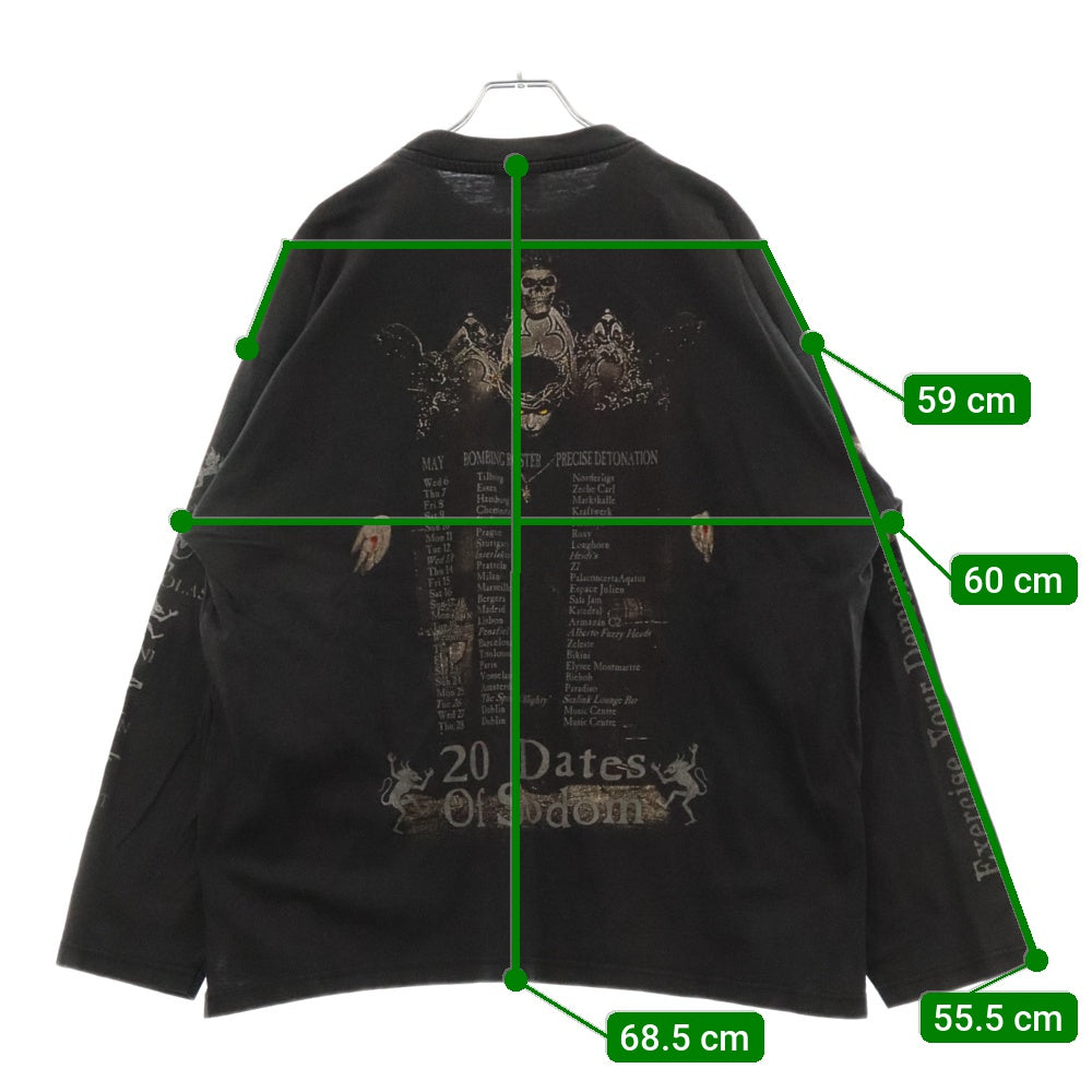 VINTAGE(ヴィンテージ) 90S CRADLE OF FILTH CHAPTER V ~ TOURTURING LS TEE EURO クレイドルオブフィルス 両面プリント 長袖T 長袖カットソー ブラック