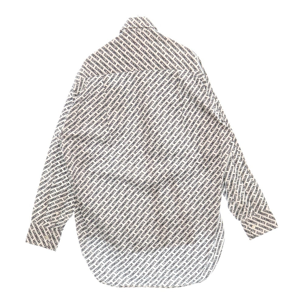 VETEMENTS(ヴェトモン) 18SS MONOGRAM OVERSIZED BD SHIRT モノグラム オーバーサイズ ボタンダウン 長袖 シャツ ブラック/ホワイト WSS18SH2