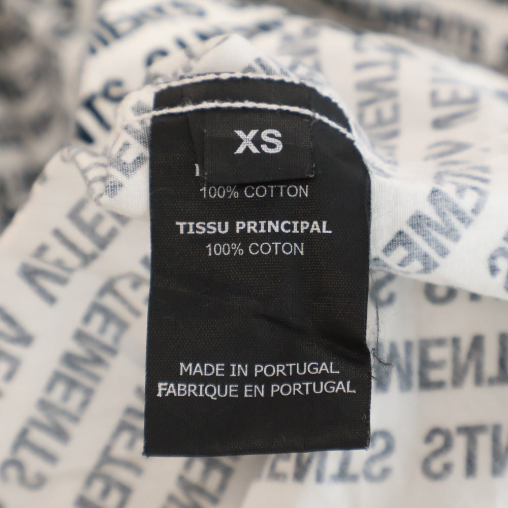 VETEMENTS(ヴェトモン) 18SS MONOGRAM OVERSIZED BD SHIRT モノグラム オーバーサイズ ボタンダウン 長袖 シャツ ブラック/ホワイト WSS18SH2