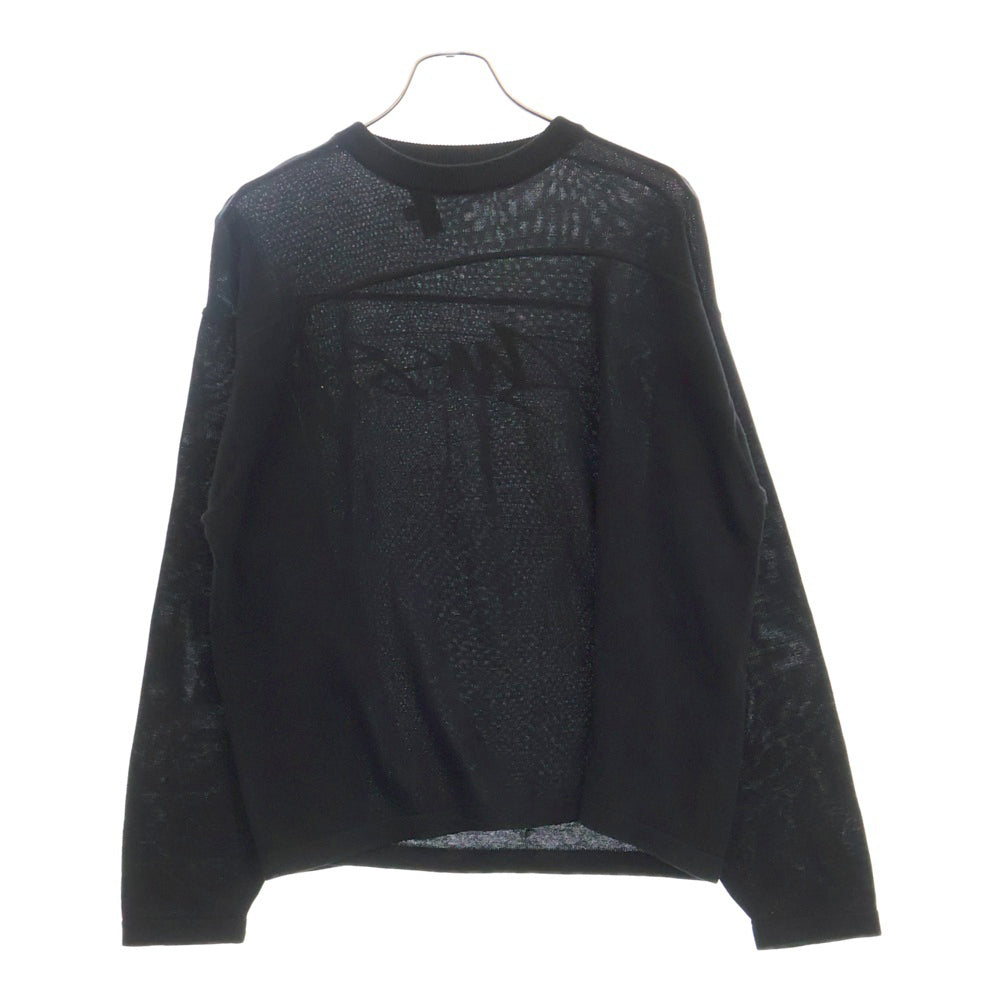 STUSSY(ステューシー) BACK LOGO COTTON RAYON KNIT バック ロゴ プルオーバー ニット ブラック