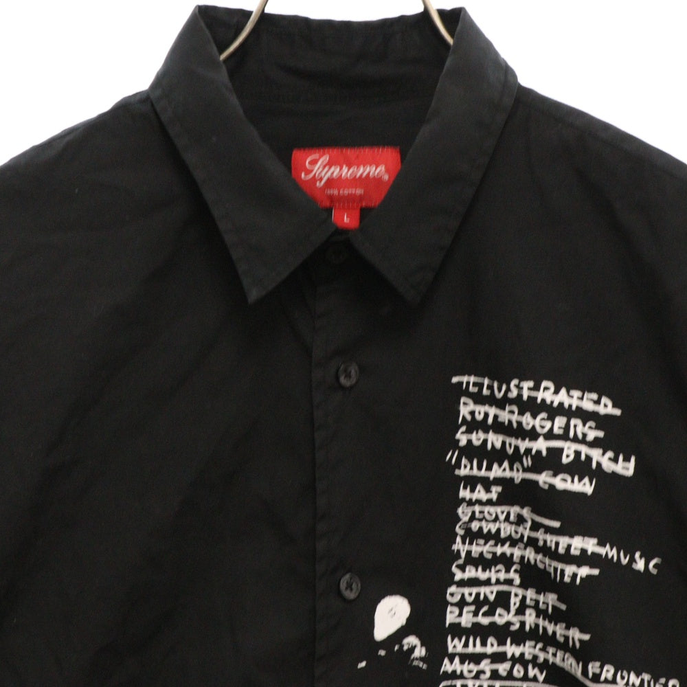 SUPREME(シュプリーム) 13AW Basquiat Notes L/S Shirt グラフィックプリント長袖シャツ ブラック