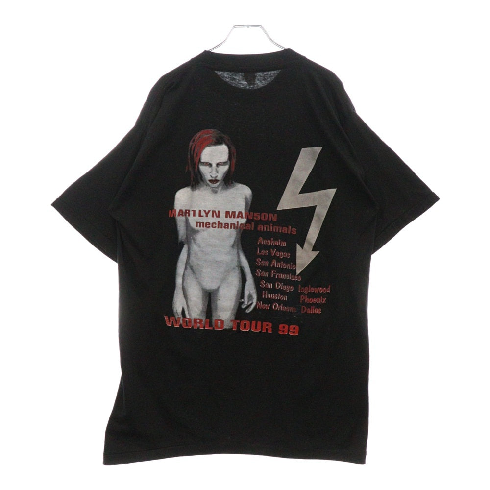VINTAGE(ヴィンテージ) 90s MARILYN MANSO Mechanical Animals WORLD TOUR99 Bootleg TEE マリリンマンソン ブートレグ 両面プリント半袖Tシャツ カットソー ブラック