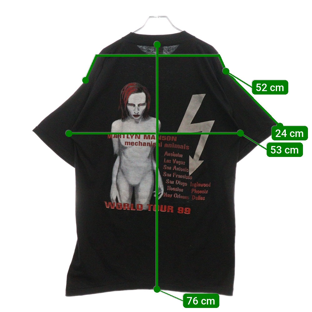 VINTAGE(ヴィンテージ) 90s MARILYN MANSO Mechanical Animals WORLD TOUR99 Bootleg TEE マリリンマンソン ブートレグ 両面プリント半袖Tシャツ カットソー ブラック