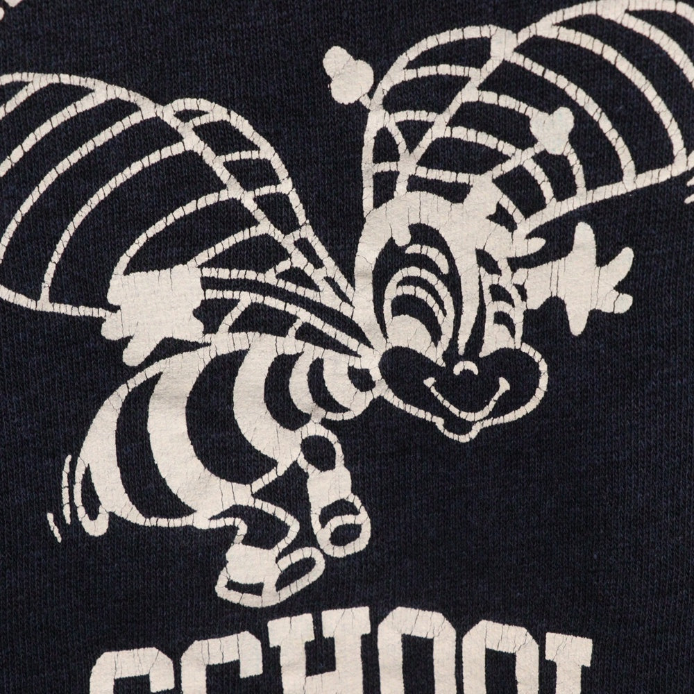VINTAGE(ヴィンテージ) 70s Velvasheen SHOESMITH SCHOOL ヴェルバシーン 3段プリント カレッジ スウェット ネイビー
