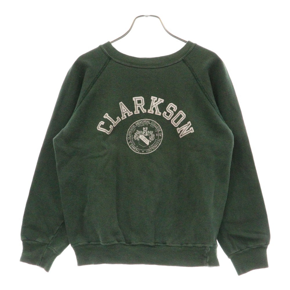 CHAMPION(チャンピオン) 80s フロッキー 2段 プリント トリコタグ 前期 ラグランスリーブ スウェット グリーン