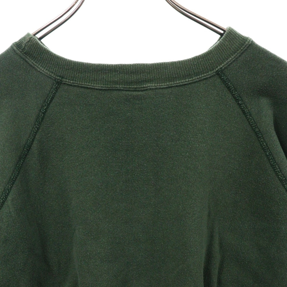 CHAMPION(チャンピオン) 80s フロッキー 2段 プリント トリコタグ 前期 ラグランスリーブ スウェット グリーン