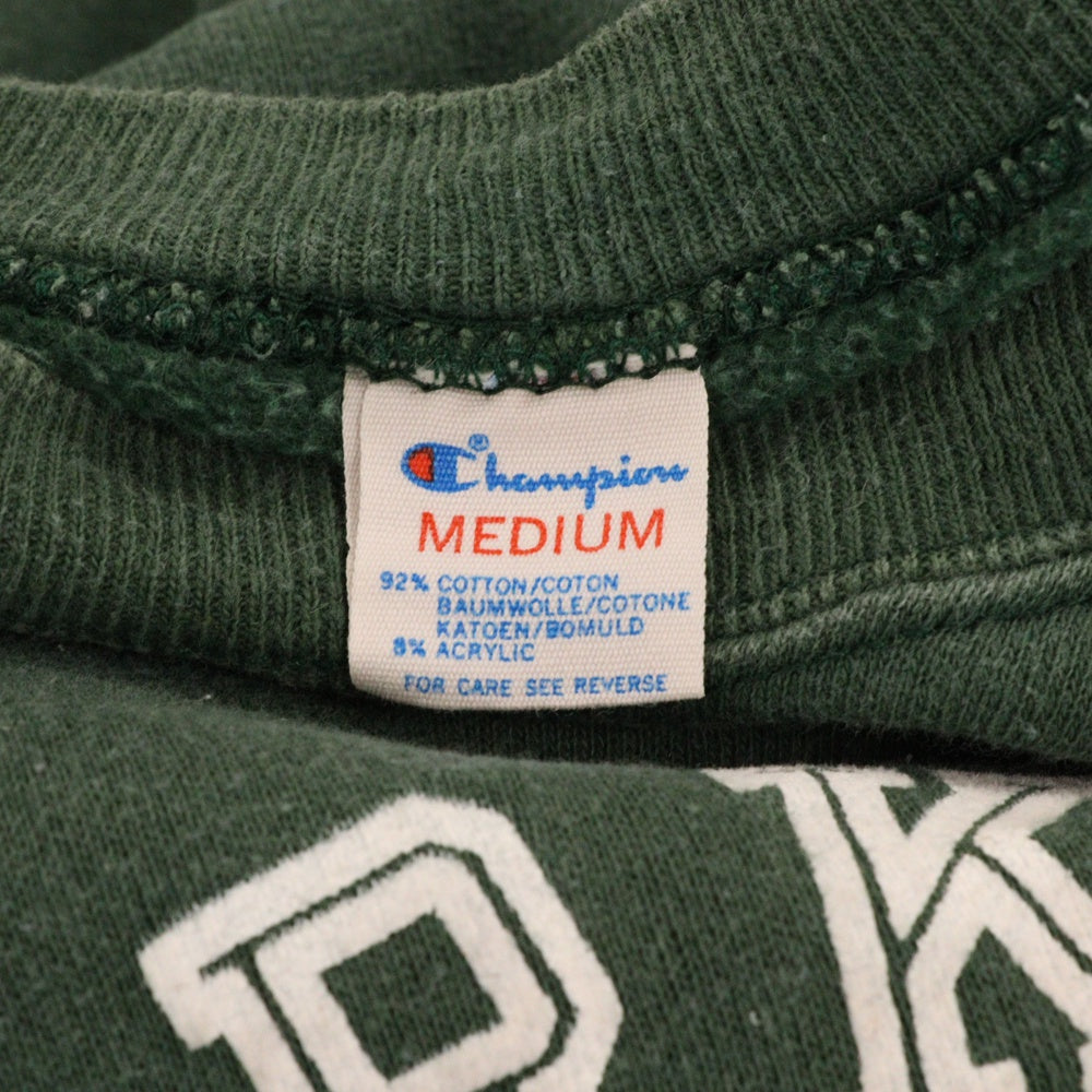 CHAMPION(チャンピオン) 80s フロッキー 2段 プリント トリコタグ 前期 ラグランスリーブ スウェット グリーン