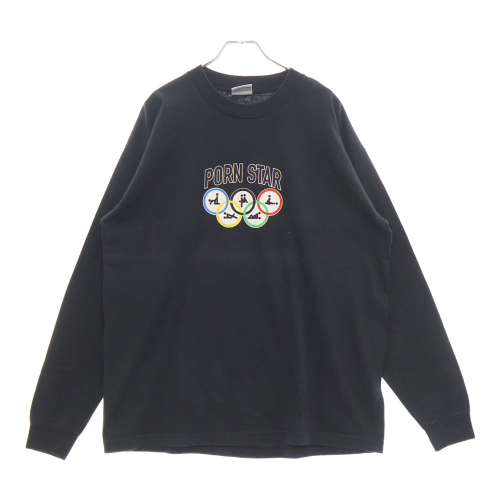 VINTAGE(ヴィンテージ) 90s PORN STAR L/S ポルノスター フロント 袖 プリント Tシャツ 長袖カットソー ネイビー