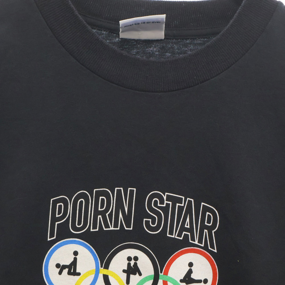 VINTAGE(ヴィンテージ) 90s PORN STAR L/S ポルノスター フロント 袖 プリント Tシャツ 長袖カットソー ネイビー