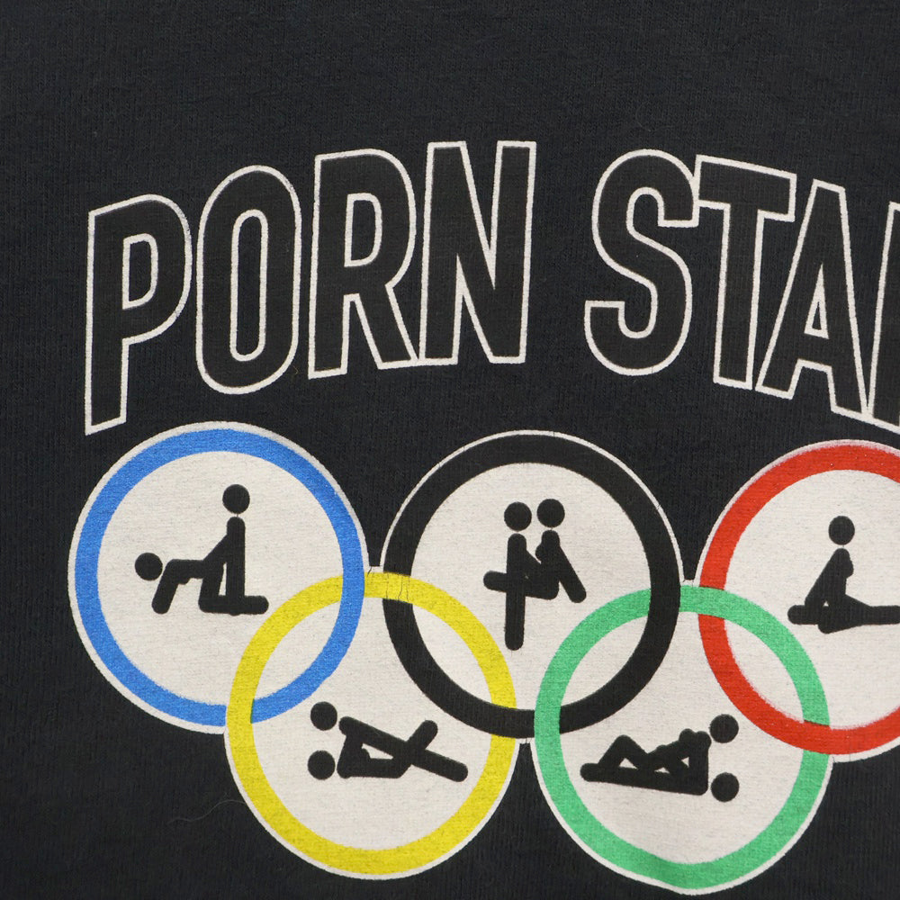 VINTAGE(ヴィンテージ) 90s PORN STAR L/S ポルノスター フロント 袖 プリント Tシャツ 長袖カットソー ネイビー