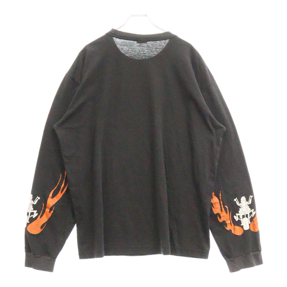 VINTAGE(ヴィンテージ) 90s CAMPING DE HEL L/S キャンピング ヘル フロント 袖 プリント Tシャツ 長袖カットソー ブラック
