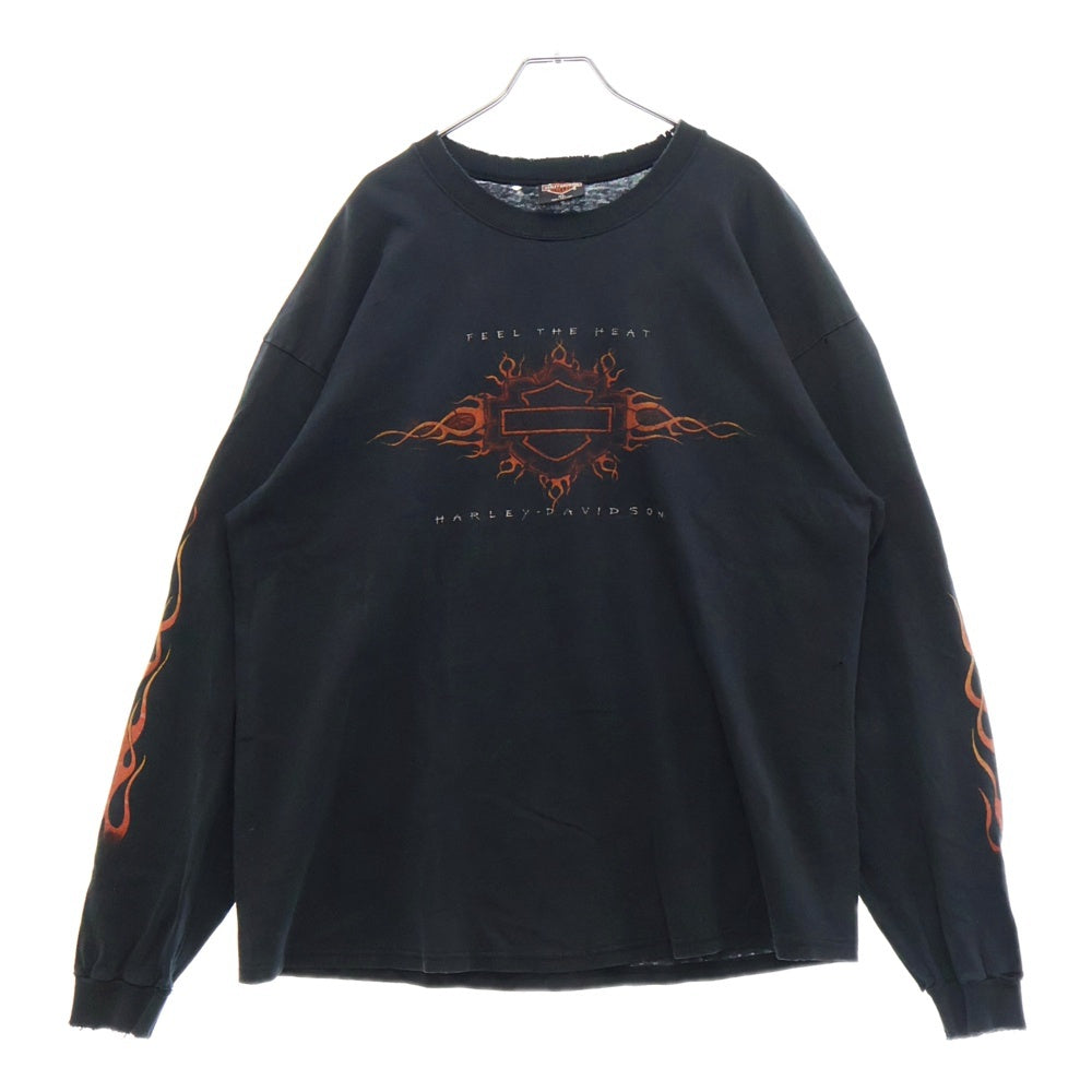 HARLEY DAVIDSON(ハーレーダビッドソン) 90-00s 袖フレーム 両面プリント長袖Tシャツ 長袖カットソー ブラック