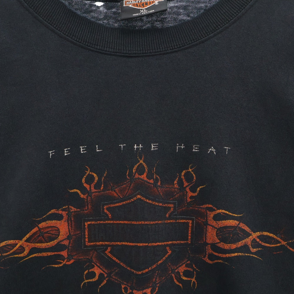 HARLEY DAVIDSON(ハーレーダビッドソン) 90-00s 袖フレーム 両面プリント長袖Tシャツ 長袖カットソー ブラック