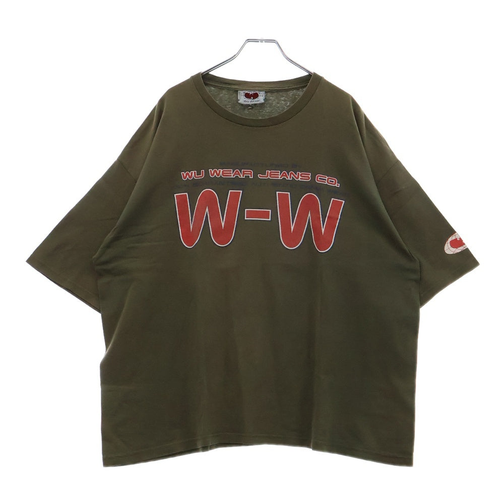 VINTAGE(ヴィンテージ) 90s WU WEAR JEANS CO ウータン ウェア フロントプリント Tシャツ 半袖カットソー カーキ
