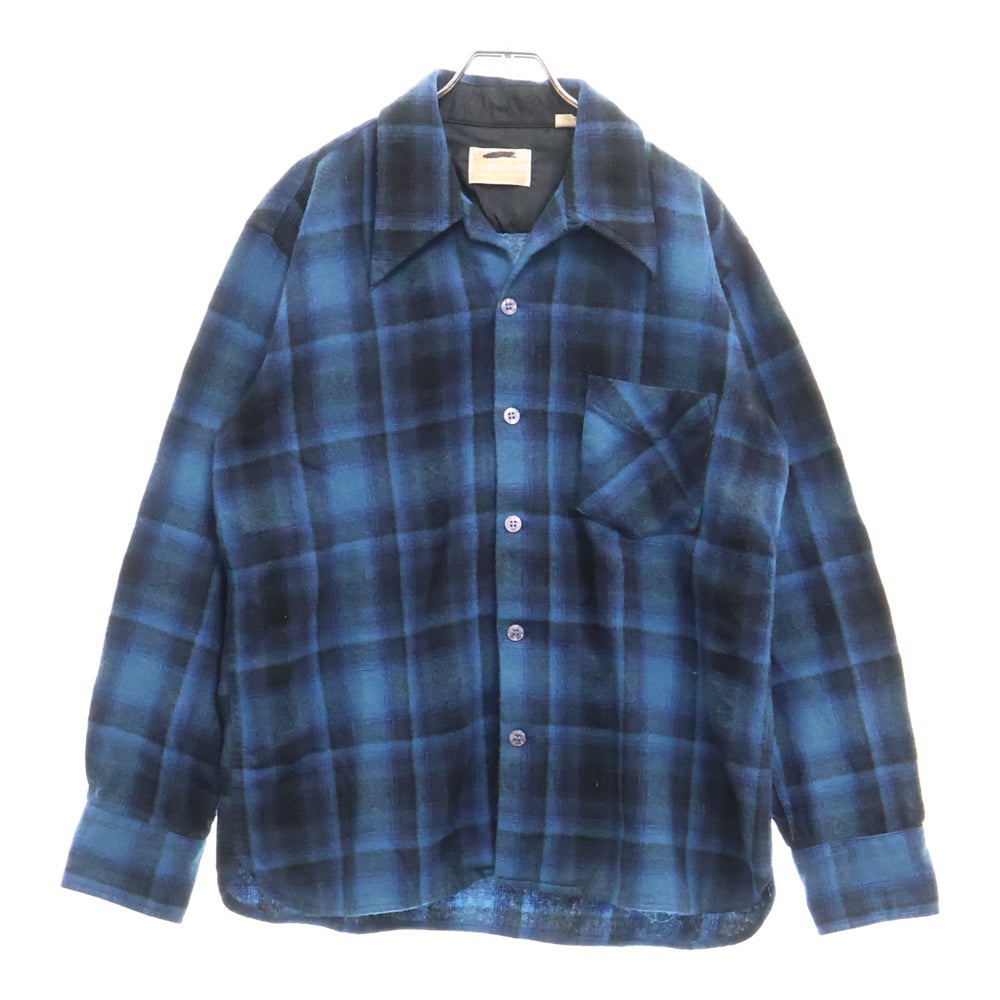 VINTAGE(ヴィンテージ) 70s Sears KINGS ROAD ombre check shirt シアーズ オンブレチェック 1ポケット 長袖 シャツ ブルー