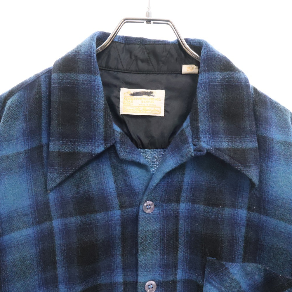 VINTAGE(ヴィンテージ) 70s Sears KINGS ROAD ombre check shirt シアーズ オンブレチェック 1ポケット 長袖 シャツ ブルー