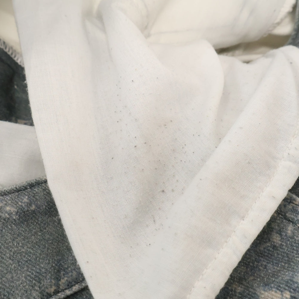 NO/FAITH STUDIOS(ノーフェイスストゥディオス) PRINTED DENIM BEI USED LOOK PRINTED プリント フレア デニム パンツ ブルー