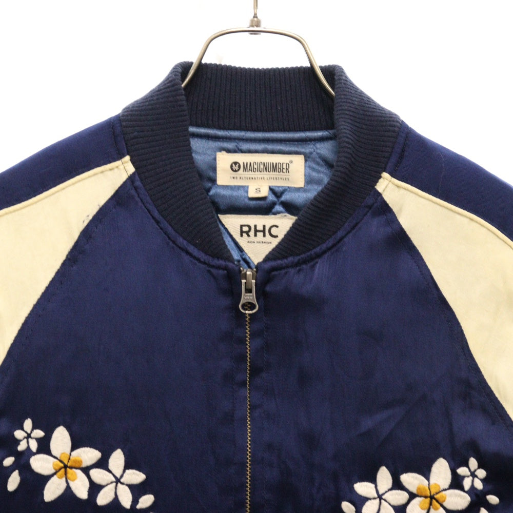 RHC Ron Herman(アールエイチシー ロンハーマン) MAGIC NUMBER SOUVENIR JACKET バック刺繍 スーベニア ジャケット ブルー/アイボリー