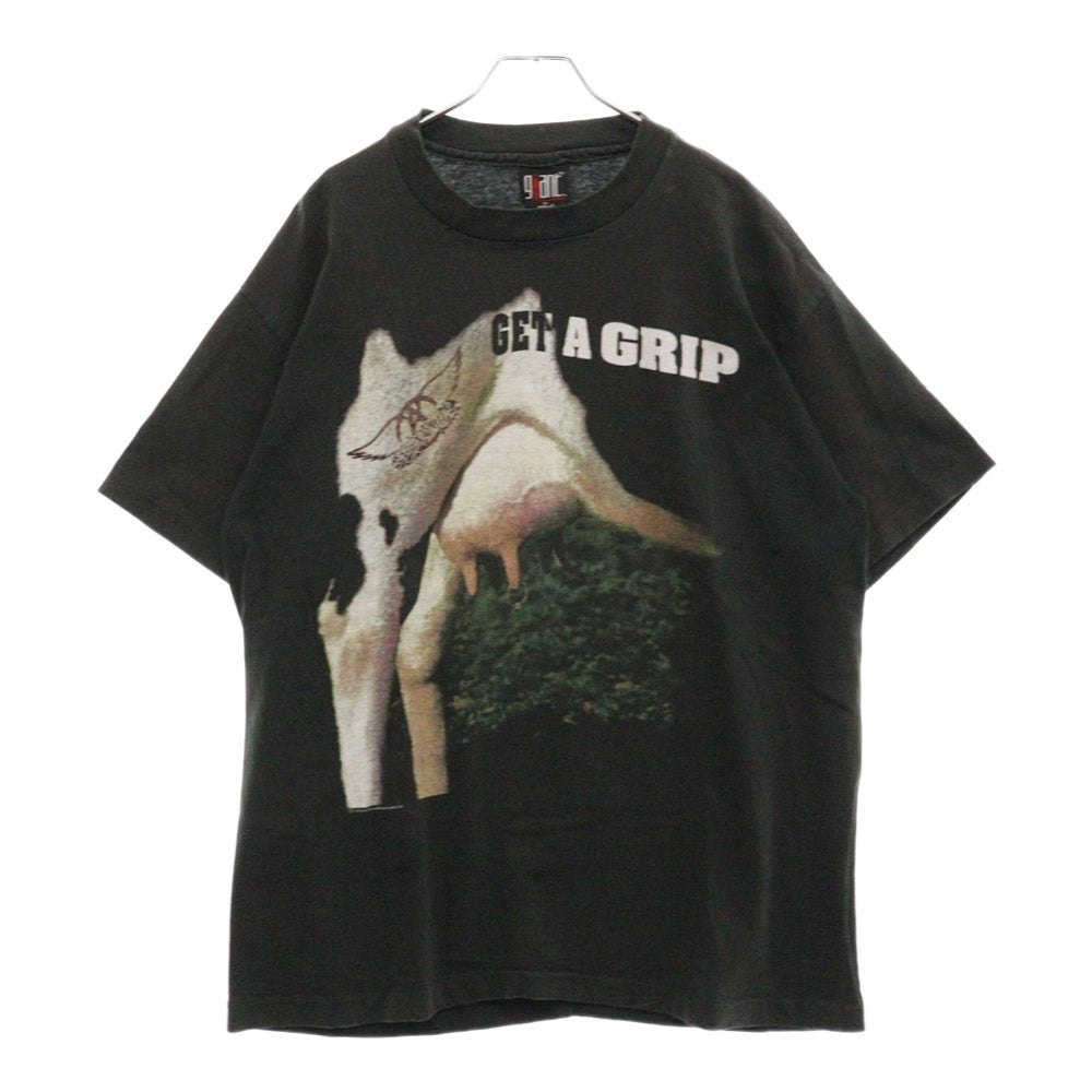 VINTAGE(ヴィンテージ) 90s AEROSMITH GET A GRIP エアロスミス ゲット ア グリップ 両面プリント Tシャツ 半袖カットソー ブラック
