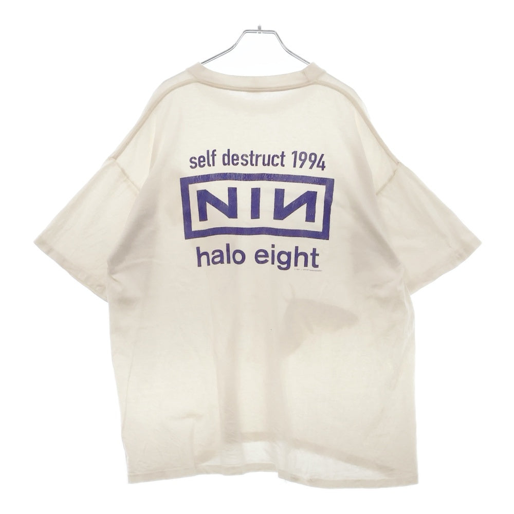 VINTAGE(ヴィンテージ) 90s ナインインチネイルズ ザダウンワードスパイラル セルフデストラクト Tシャツ 半袖カットソー ホワイト