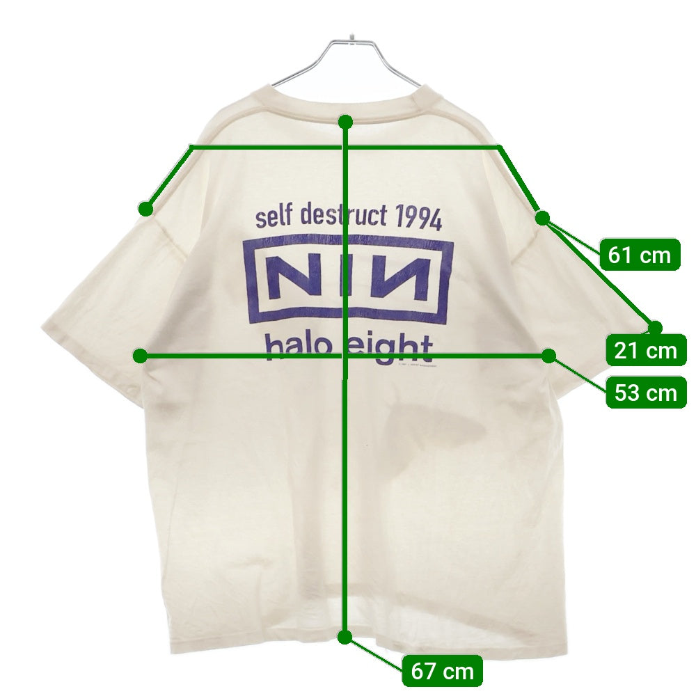 VINTAGE(ヴィンテージ) 90s ナインインチネイルズ ザダウンワードスパイラル セルフデストラクト Tシャツ 半袖カットソー ホワイト