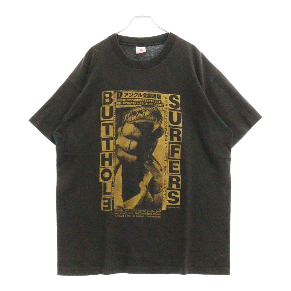 VINTAGE(ヴィンテージ) 90s BUTTHOLE SURFERS 1993 INDEPENDENT WORM SALOON TEE アンクル全国通販 両面プリント半袖Tシャツ カットソー ブラック