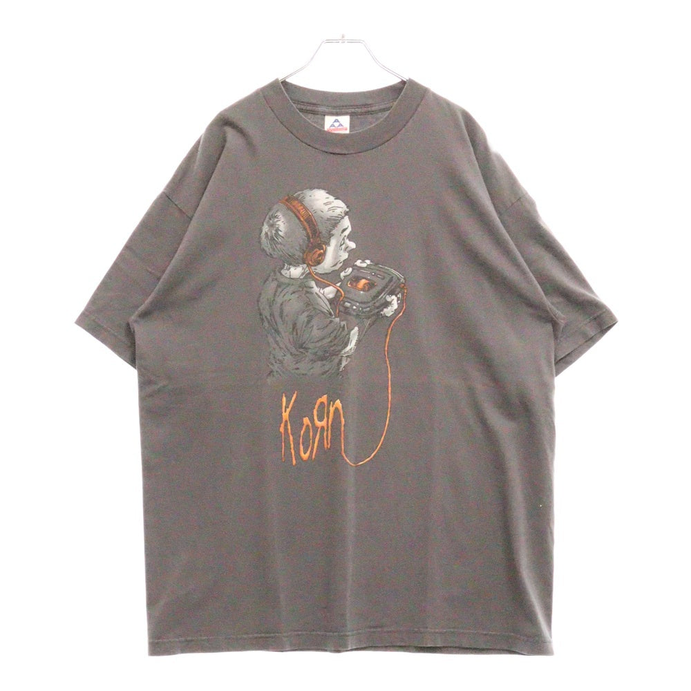 VINTAGE(ヴィンテージ) 90s KORN FOLLOW THE LEADER TOUR CHARCOAL TEE コーン 両面プリント半袖Tシャツ カットソー グレー