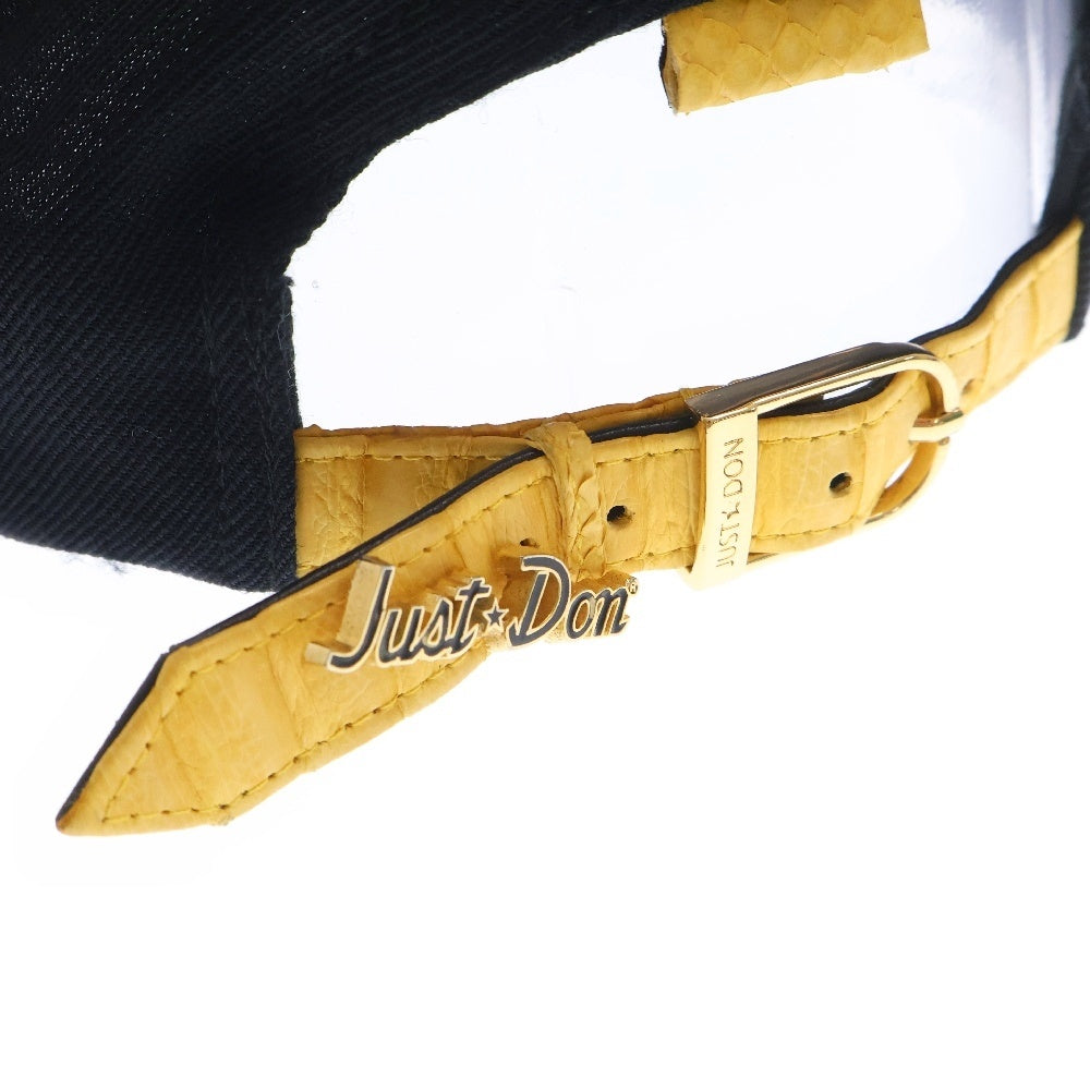 JUSTDON(ジャストドン) LOS ANGELES LAKERS エキゾチックレザー 6パネル ベースボール キャップ ブラック/イエロー