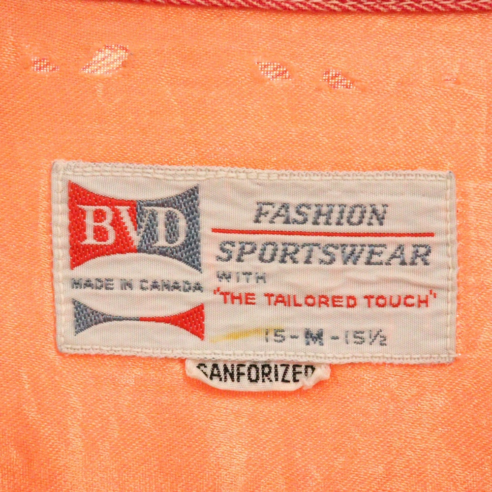 VINTAGE(ヴィンテージ) 60s BVD ヘリンボーン オープンカラー 長袖 シャツ レッド