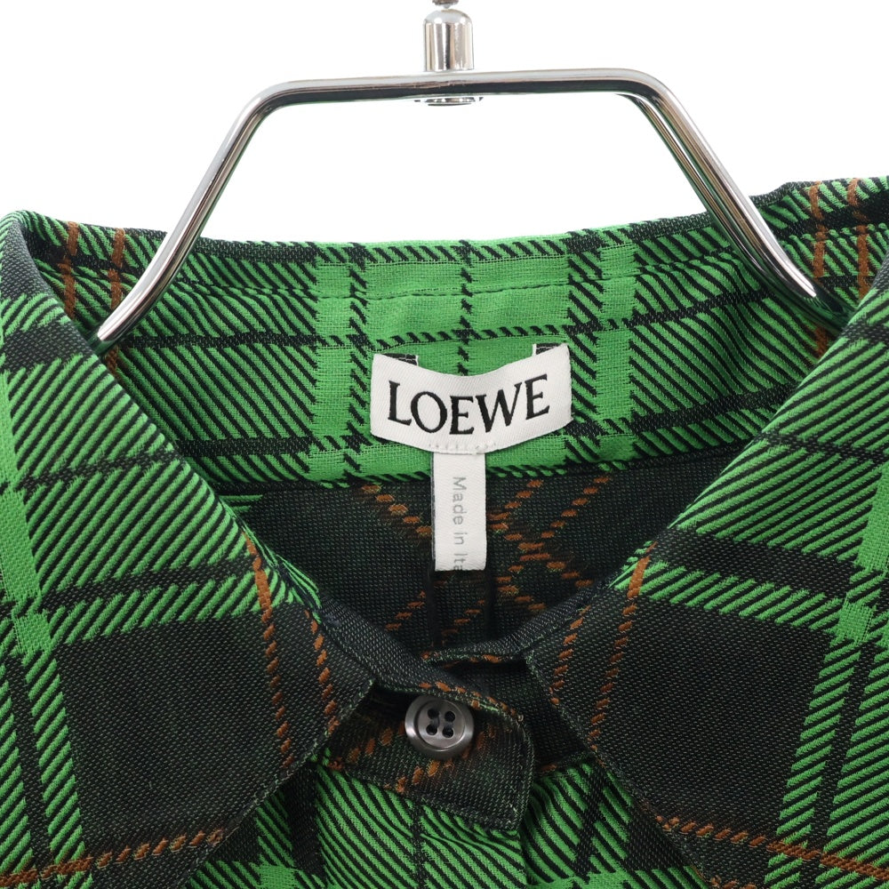 LOEWE(ロエベ) 24SS アナグラム 刺繍 コットン シルク チェック レディース 長袖シャツ S540Y05X88