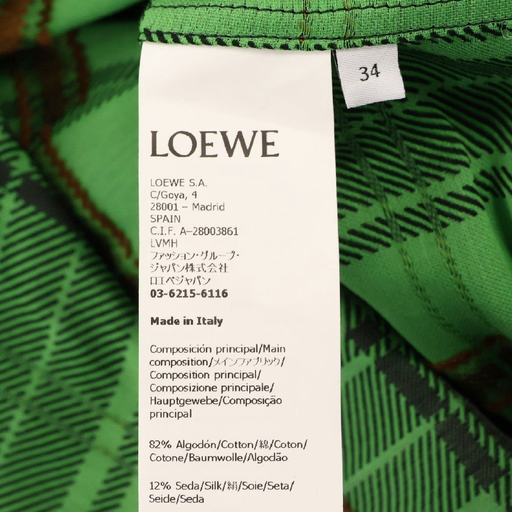 LOEWE(ロエベ) 24SS アナグラム 刺繍 コットン シルク チェック レディース 長袖シャツ S540Y05X88
