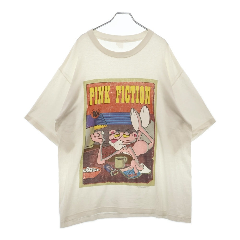 VINTAGE(ヴィンテージ) 90s PINK PANTHER 1996 PINK FICTION PULP FICTION PARODY ピンクパンサー ピンクフィクション パロディ フロント プリント Tシャツ 半袖カットソー ホワイト