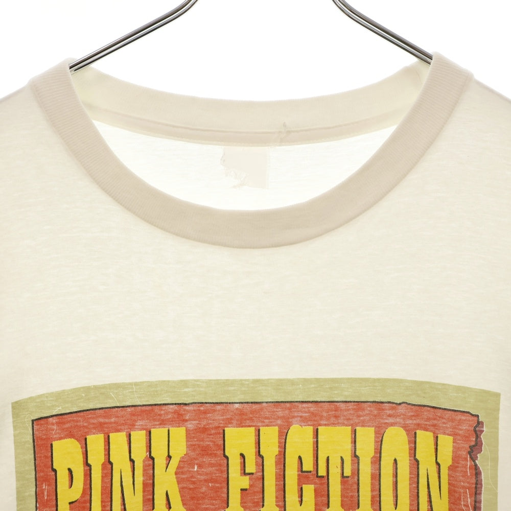 VINTAGE(ヴィンテージ) 90s PINK PANTHER 1996 PINK FICTION PULP FICTION PARODY ピンクパンサー ピンクフィクション パロディ フロント プリント Tシャツ 半袖カットソー ホワイト