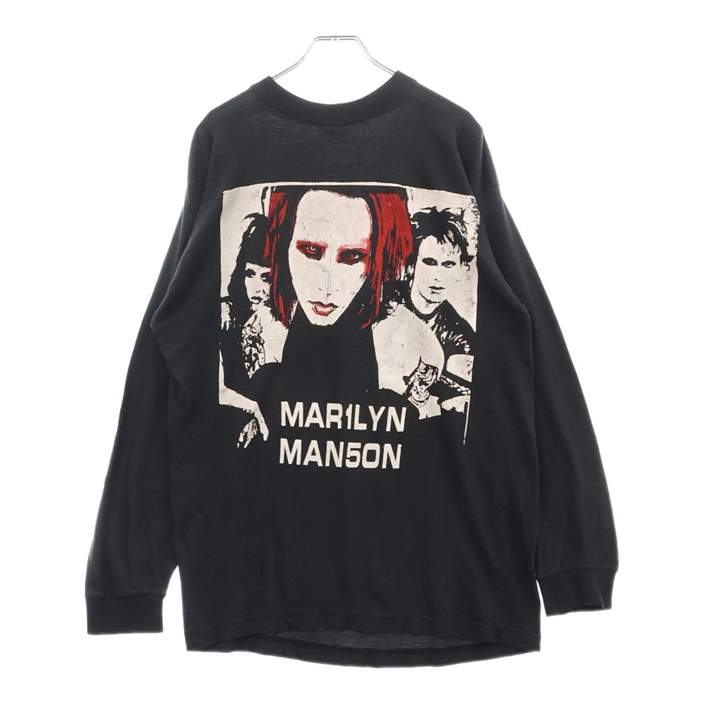 VINTAGE(ヴィンテージ) 90s MARILYN MANSON MECHANICAL ANIMALS BOOT LS PURPLE TEE マリリンマンソン ブートレグ 両面プリント長袖Tシャツ 長袖カットソー ブラック