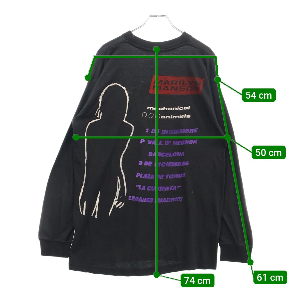 VINTAGE(ヴィンテージ) 90s MARILYN MANSON MECHANICAL ANIMALS BOOT LS PURPLE TEE マリリンマンソン ブートレグ 両面プリント長袖Tシャツ 長袖カットソー ブラック