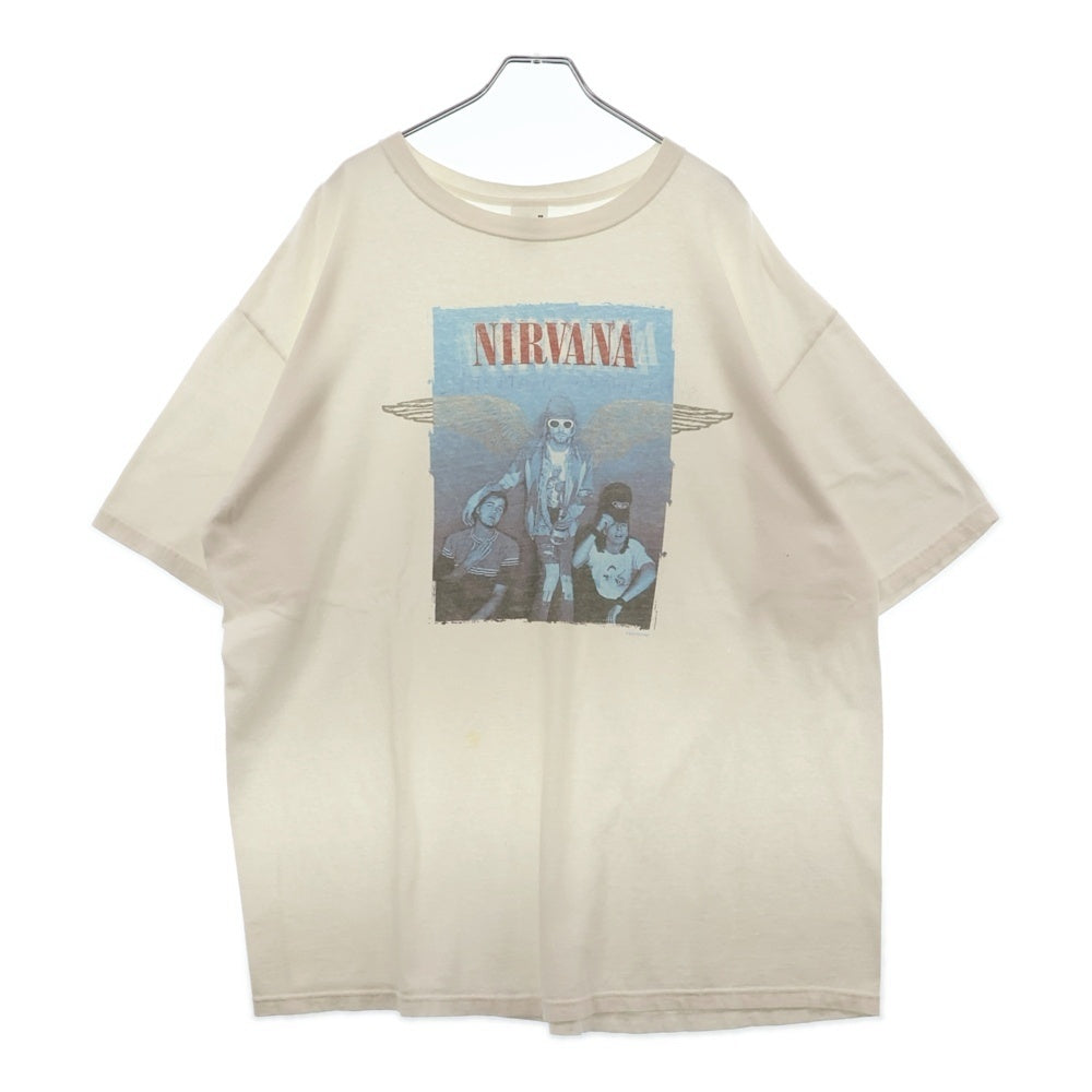 VINTAGE(ヴィンテージ) 00s NIRVANA BLUE BAR TEE ニルヴァーナ カートコバーン フロントプリント半袖Tシャツ カットソー ホワイト