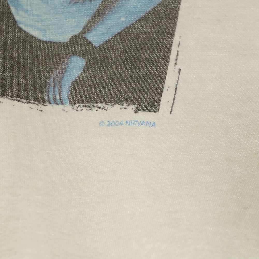 VINTAGE(ヴィンテージ) 00s NIRVANA BLUE BAR TEE ニルヴァーナ カートコバーン フロントプリント半袖Tシャツ カットソー ホワイト