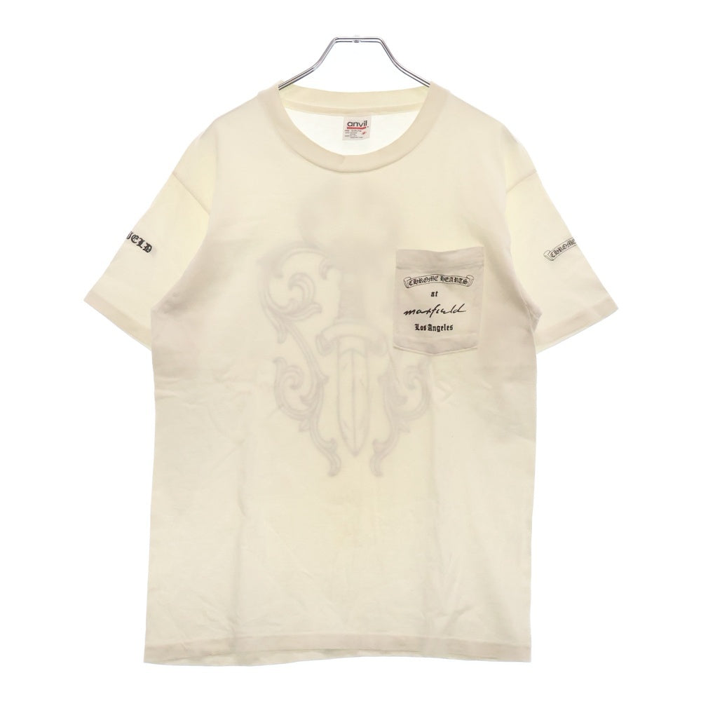 CHROME HEARTS(クロムハーツ) OLD MAXFIELD COLLABORATION BIG DAGGER TEE マックスフィールド胸ポケット バックダガープリント anvil タグ 半袖Tシャツ カットソー ホワイト