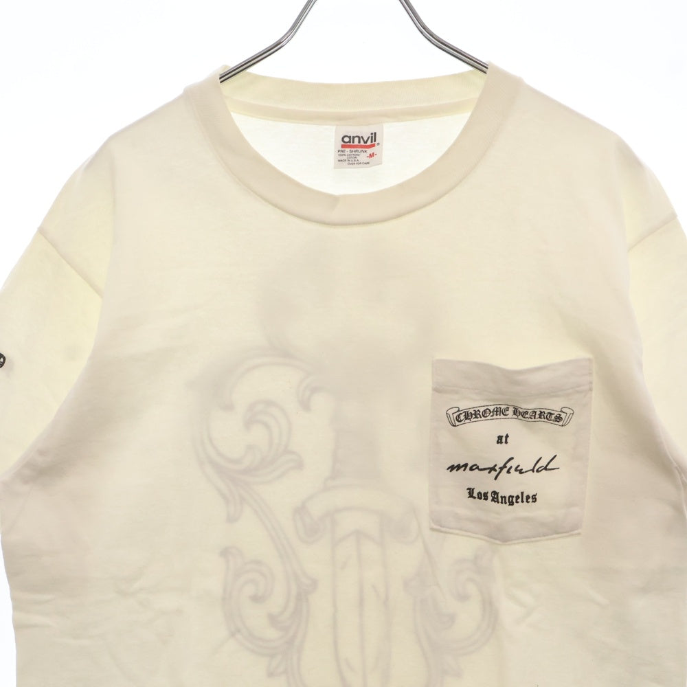 CHROME HEARTS(クロムハーツ) OLD MAXFIELD COLLABORATION BIG DAGGER TEE マックスフィールド胸ポケット バックダガープリント anvil タグ 半袖Tシャツ カットソー ホワイト