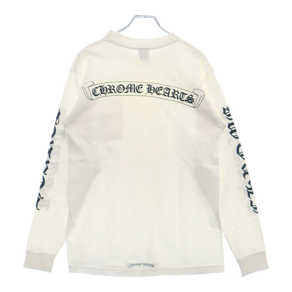 CHROME HEARTS(クロムハーツ) OLD NECK LOGO L/S TEE オールドモデル ネック ロゴ バックスクロール プリント 長袖Tシャツ カットソー ホワイト