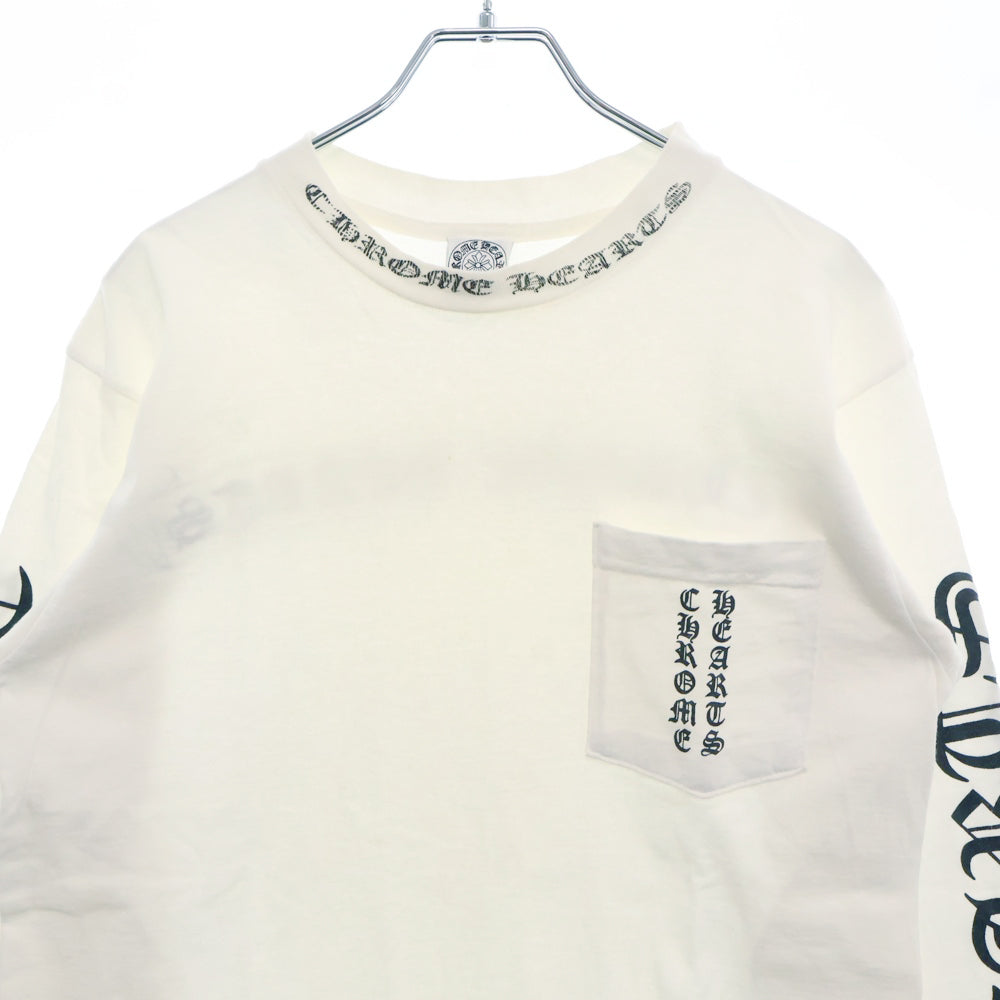 CHROME HEARTS(クロムハーツ) OLD NECK LOGO L/S TEE オールドモデル ネック ロゴ バックスクロール プリント 長袖Tシャツ カットソー ホワイト