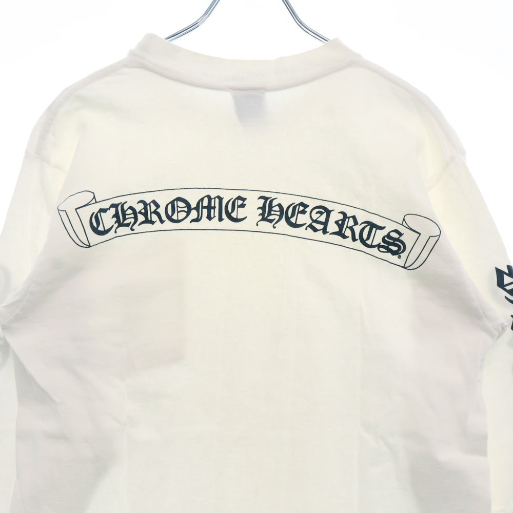 CHROME HEARTS(クロムハーツ) OLD NECK LOGO L/S TEE オールドモデル ネック ロゴ バックスクロール プリント 長袖Tシャツ カットソー ホワイト