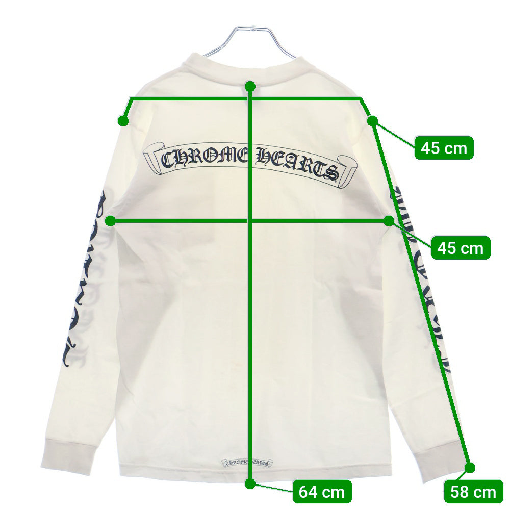CHROME HEARTS(クロムハーツ) OLD NECK LOGO L/S TEE オールドモデル ネック ロゴ バックスクロール プリント 長袖Tシャツ カットソー ホワイト