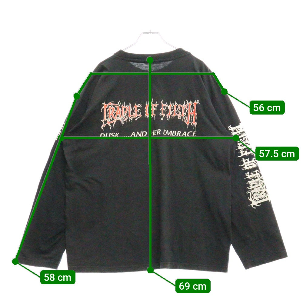 VINTAGE(ヴィンテージ) 90s CRADLE OF FILTH OF DUSK AND HER EMBRACE 1996 LS TEE クレイドルフィフス 両面プリント長袖Tシャツ 長袖カットソー ブラック