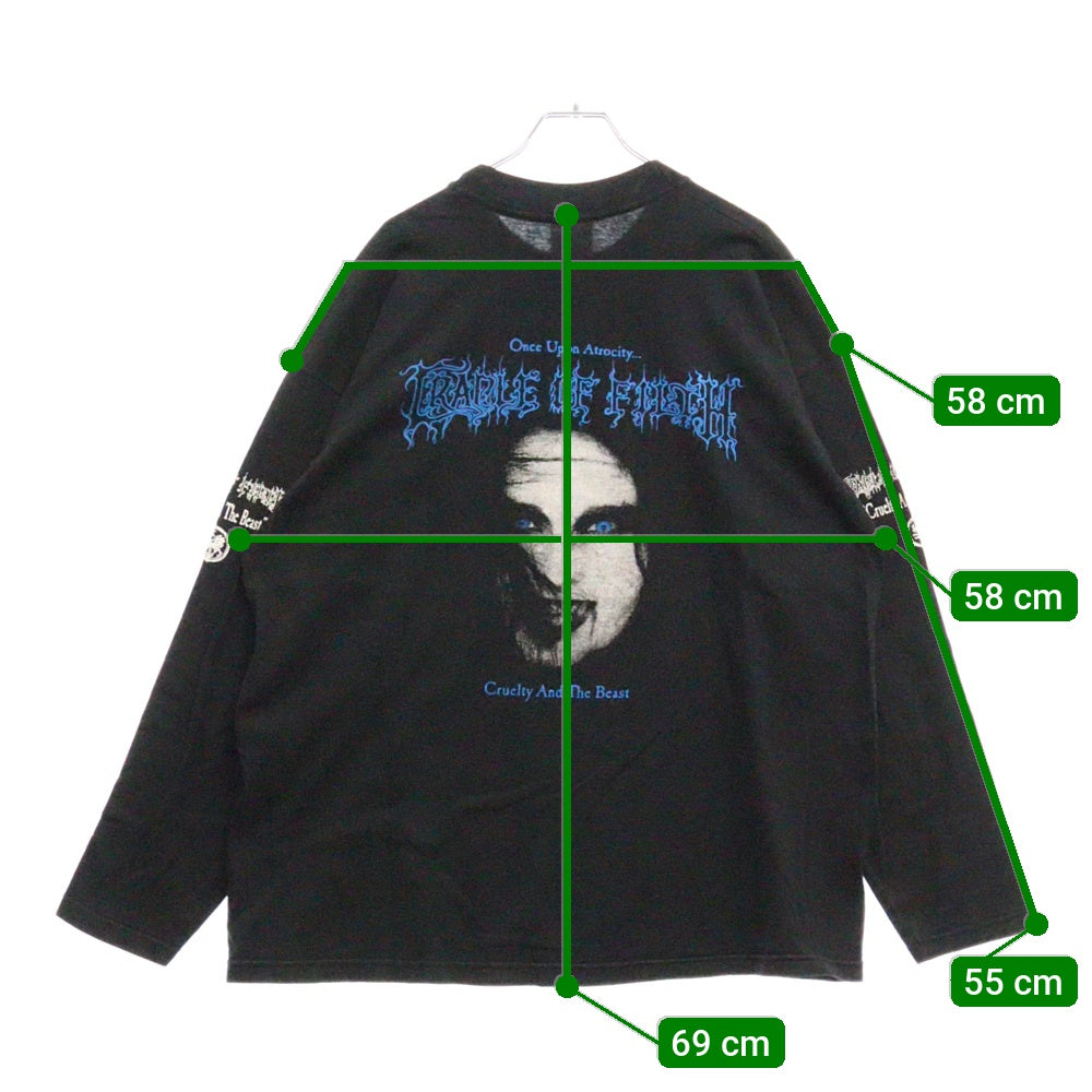 VINTAGE(ヴィンテージ) 90s CRADLE OF FILTH 1998 CRUELTY AND THE BEAST LS TEE クレイドルフィフス 両面プリント長袖Tシャツ 長袖カットソー ブラック