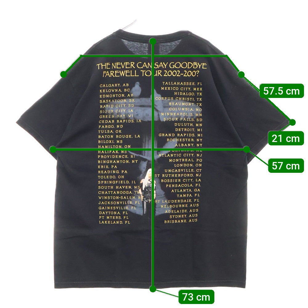 VINTAGE(ヴィンテージ) 00s CHER THE NEVER CAN SAY GOODDYE FAREWELL シェール 両面プリント Tシャツ 半袖カットソー ブラック