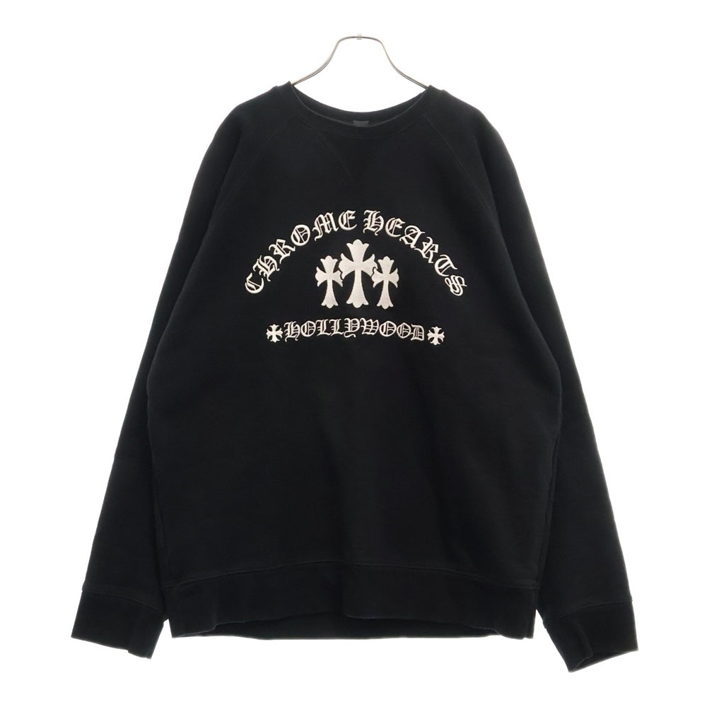 CHROME HEARTS(クロムハーツ) Y NOT Cemetery Cross Crewneck Sweat ワイノット セメタリークロス クルーネックスウェットトレーナー ブラック