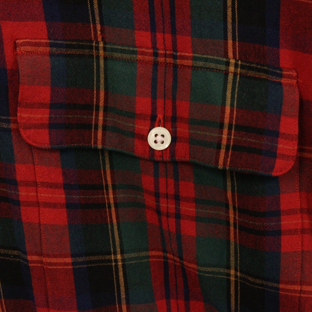 POLO RALPH LAUREN(ポロラルフローレン) RAYON オープンカラー チェック 長袖 シャツ レッド